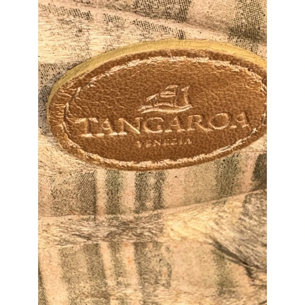 NWT Terrida Tangaroa Venice Leather And Hair On Hide Cosmetic Bag Plaid Sage Tan